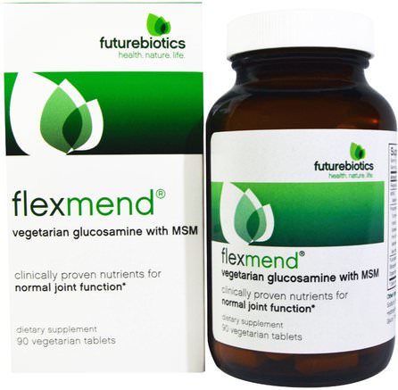 FlexMend, Vegetarian Glucosamine With MSM, 90 Veggie Tabs by FutureBiotics-Kosttillskott, Antioxidanter, Curcumin