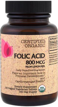 Folic Acid From Lemon Peel, 800 mcg, 120 Organic Veggie Tabs by FutureBiotics-Vitaminer, Folsyra