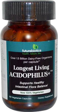Longest Living Acidophilus+, 100 Veggie Caps by FutureBiotics-Kosttillskott, Probiotika, Acidophilus