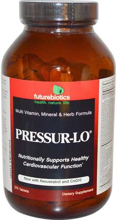 Pressur-Lo, Multi Vitamin, Mineral & Herb Formula, 270 Tablets by FutureBiotics-Hälsa, Hjärtkardiovaskulär Hälsa, Hjärtsupport, Blodtryck