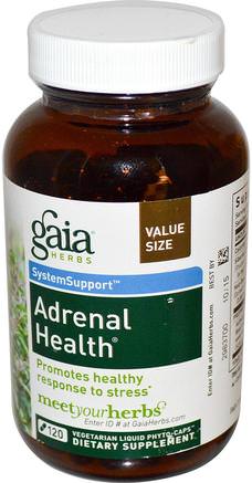 Adrenal Health, 120 Vegetarian Liquid Phyto-Caps by Gaia Herbs-Hälsa, Anti Stress, Kosttillskott, Binjur