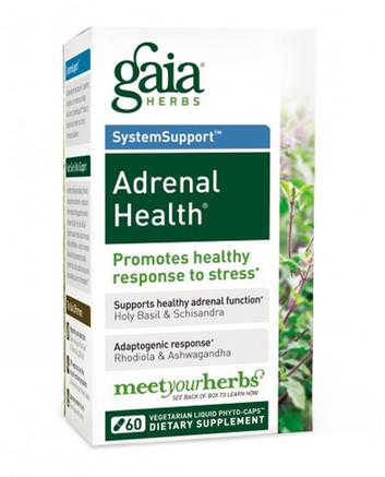 Adrenal Health, 60 Vegetarian Liquid Phyto-Caps by Gaia Herbs-Hälsa, Anti Stress, Kosttillskott, Binjur