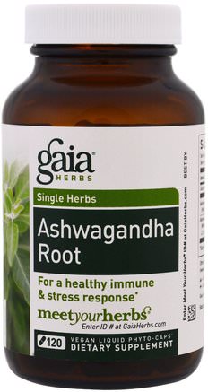 Ashwagandha Root, 120 Vegan Liquid Phyto-Caps by Gaia Herbs-Hälsa, Kall Influensa Och Virus, Immunförsvar