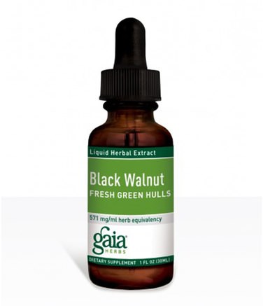 Black Walnut, Fresh Green Hulls, 1 fl oz (30 ml) by Gaia Herbs-Örter, Svart Valnöt