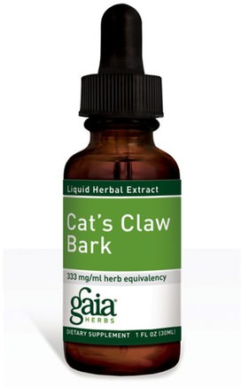 Cats Claw Bark, 1 fl oz (30 ml) by Gaia Herbs-Örter, Katter Klo (Ua De Gato)