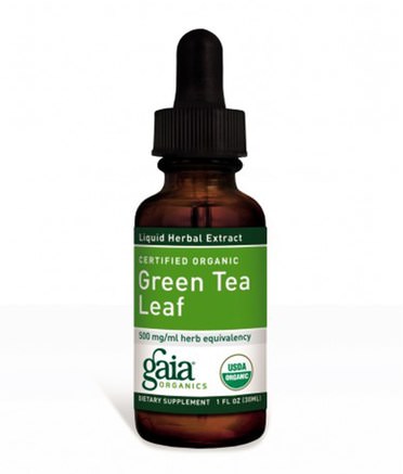 Certified Organic Green Tea Leaf, 1 fl oz (30 ml) by Gaia Herbs-Kosttillskott, Antioxidanter, Grönt Te