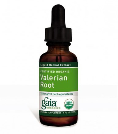 Certified Organic Valerian Root, 1 fl oz (30 ml) by Gaia Herbs-Kosttillskott, Sömn, Valerian