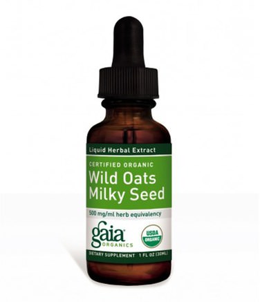 Certified Organic Wild Oats Milky Seed, 1 fl oz (30 ml) by Gaia Herbs-Örter, Avena Sativa (Vild Havre)