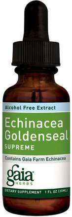 Echinacea Goldenseal Supreme, Alcohol Free Extract, 1 fl oz (30 ml) by Gaia Herbs-Kosttillskott, Antibiotika, Echinacea Och Goldenseal, Echinacea
