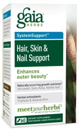 Hair, Skin & Nail Support, 60 Vegetarian Liquid Phyto-Caps by Gaia Herbs-Kosttillskott, Mineraler, Kisel (Kisel), Hälsa, Kvinnor, Hud