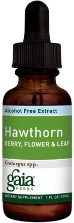 Hawthorn, Berry, Flower & Leaf, Alcohol-Free, 1 fl oz (30 ml) by Gaia Herbs-Örter, Hagtorn