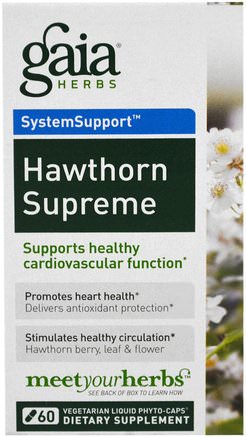Hawthorn Supreme, 60 Vegetarian Liquid Phyto-Caps by Gaia Herbs-Örter, Hagtorn