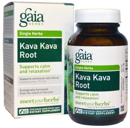 Kava Kava Root, 60 Vegetarian Liquid Phyto-Caps by Gaia Herbs-Örter, Kava Kava