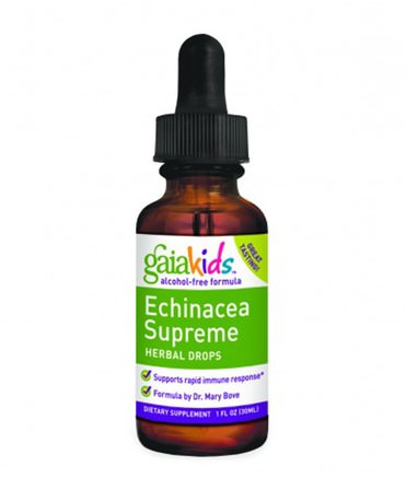 Kids, Echinacea Supreme Herbal Drops, Alcohol-Free Formula, 1 fl oz (30 ml) by Gaia Herbs-Kosttillskott, Antibiotika, Echinacea Vätskor