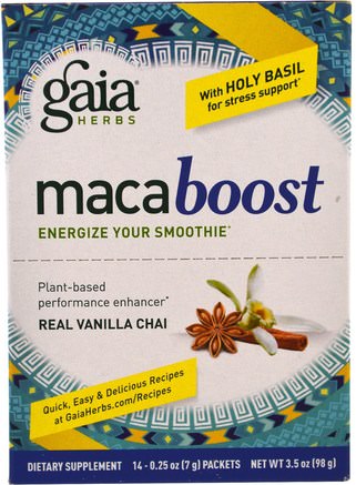 MacaBoost, Real Vanilla Chai, 14 Packets, 0.25 oz (7 g) Each by Gaia Herbs-Hälsa, Män, Maca