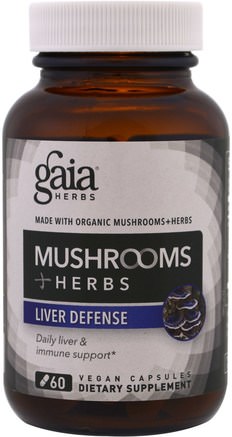 Mushrooms + Herbs, Liver Defense, 60 Veggie Caps by Gaia Herbs-Kosttillskott, Medicinska Svampar, Svampkapslar