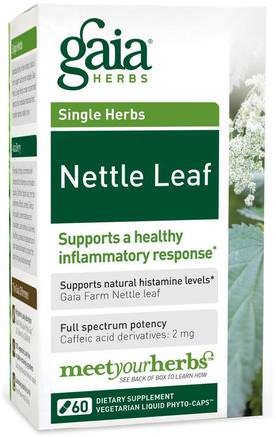 Nettle Leaf, 60 Veggie Liquid Phyto-Caps by Gaia Herbs-Hälsa, Lung- Och Bronkial, Örter, Nässlor Stinging, Nässla Rot