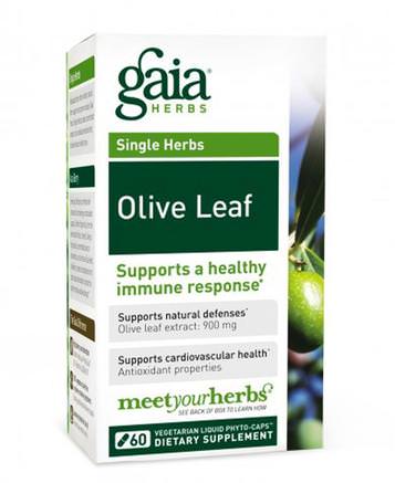 Olive Leaf, 60 Vegetarian Liquid Phyto-Caps by Gaia Herbs-Hälsa, Kall Influensa Och Viral, Olivblad