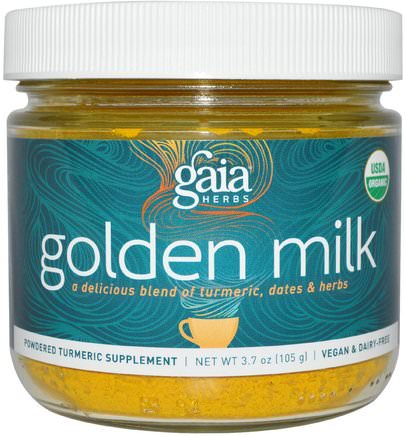 Organic Golden Milk, 3.7 oz (105 g) by Gaia Herbs-Kosttillskott, Antioxidanter, Curcumin, Gurkmeja
