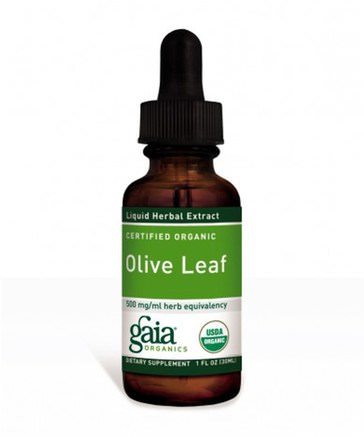 Organic Olive Leaf, 1 fl oz (30 ml) by Gaia Herbs-Hälsa, Kall Influensa Och Viral, Olivblad, Kall Och Influensa