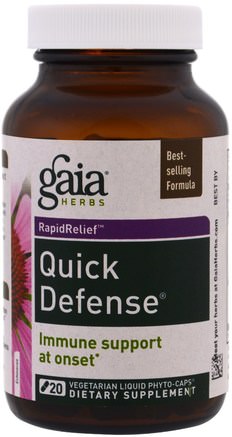 Quick Defense, 20 Vegetarian Liquid Phyto-Caps by Gaia Herbs-Hälsa, Kall Influensa Och Virus, Immunförsvar