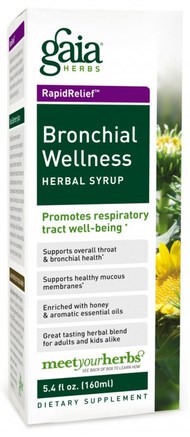 Rapid Relief, Bronchial Wellness Herbal Syrup, 5.4 fl oz (160 ml) by Gaia Herbs-Hälsa, Kall Influensa Och Virus, Immunförsvar