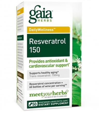 Resveratrol 150, 50 Vegetarian Liquid Phyto-Caps by Gaia Herbs-Kosttillskott, Resveratrol