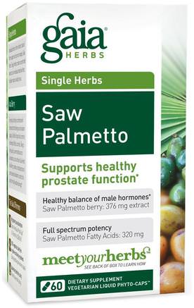 Saw Palmetto, 60 Vegetarian Liquid Phyto-Caps by Gaia Herbs-Hälsa, Män