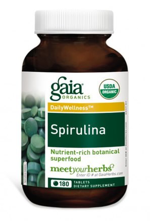 Spirulina, 180 Tablets by Gaia Herbs-Kosttillskott, Spirulina
