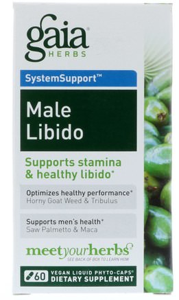 SystemSupport, Male Libido, 60 Vegan Liquid Phyto-Caps by Gaia Herbs-Hälsa, Män, Yohimbe