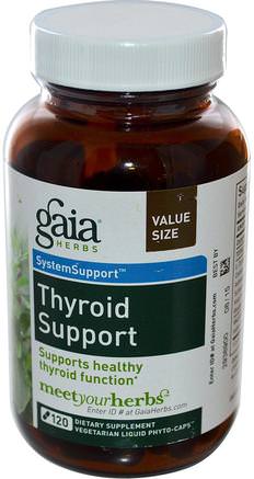 Thyroid Support, 120 Vegetarian Liquid Phyto-Caps by Gaia Herbs-Hälsa, Sköldkörtel