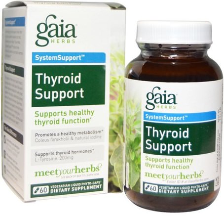 Thyroid Support, 60 Vegetarian Liquid Phyto-Caps by Gaia Herbs-Hälsa, Sköldkörtel
