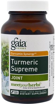 Turmeric Supreme, Joint, 120 Vegan Liquid Phyto-Caps by Gaia Herbs-Kosttillskott, Antioxidanter, Curcumin