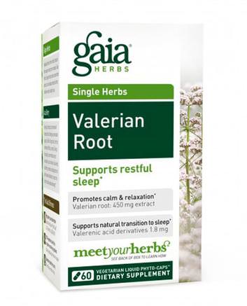 Valerian Root, 60 Vegetarian Liquid Phyto-Caps by Gaia Herbs-Kosttillskott, Sömn, Valerian