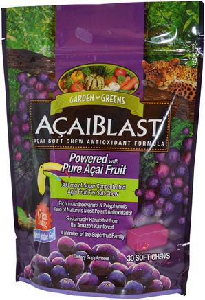 AcaiBlast, Acai Soft Chew Antioxidant Formula, 30 Soft Chews by Garden Greens-Kosttillskott, Frukt Extrakt, Super Frukter, Acai Berry Juice Extrakt