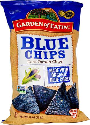 Corn Tortilla Chips, Blue Chips, 16 oz (453 g) by Garden of Eatin-Mat, Mellanmål, Chips