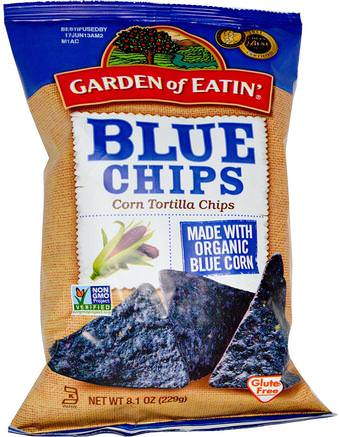 Corn Tortilla Chips, Blue Chips, 8.1 oz (229 g) by Garden of Eatin-Mat, Mellanmål, Chips
