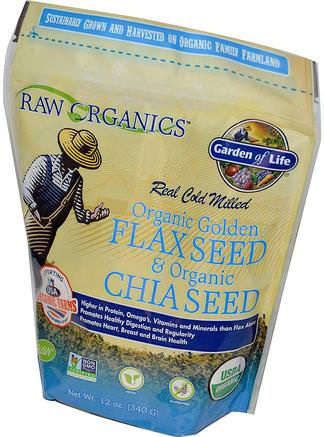 100% Organic Flax & Chia Blend, 12 oz (340 g) by Garden of Life-Kosttillskott, Efa Omega 3 6 9 (Epa Dha), Linfrö