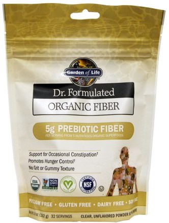 Dr. Formulated, Organic Fiber, Unflavored, Powder Supplement, 6.8 oz (192 g) by Garden of Life-Kosttillskott, Fiber