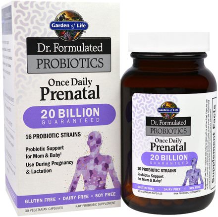 Dr. Formulated Probiotics, Once Daily Prenatal, 30 Veggie Caps (Ice) by Garden of Life-Vitaminer, Prenatala Multivitaminer, Probiotika