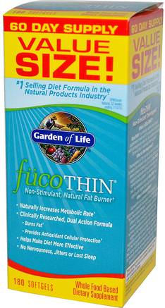 FucoThin, Non-Stimulant, Natural Fat Burner, 180 Softgels by Garden of Life-Kosttillskott, Antioxidanter, Fettbrännare