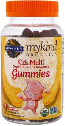 Mykind Organics, Kids Multi Gummies, Fruit Flavor, 120 Gummy Bears by Garden of Life-Vitaminer, Multivitaminer