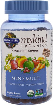 Mykind Organics, Mens Multi, Organic Berry, 120 Gummy Drops by Garden of Life-Vitaminer, Män Multivitaminer