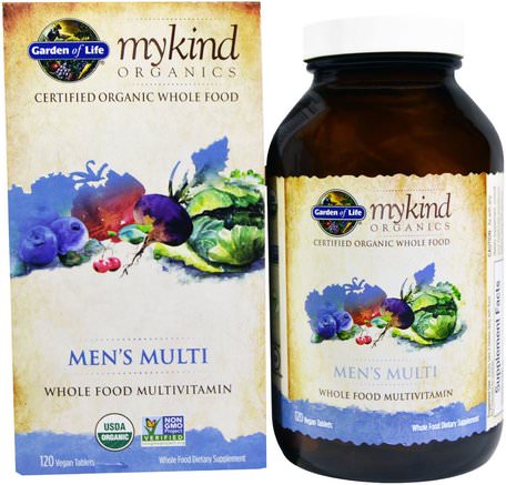 MyKind Organics, Mens Multi, Whole Food Multivitamin, 120 Vegan Tablets by Garden of Life-Vitaminer, Män Multivitaminer, Snälla Organiska Ämnen