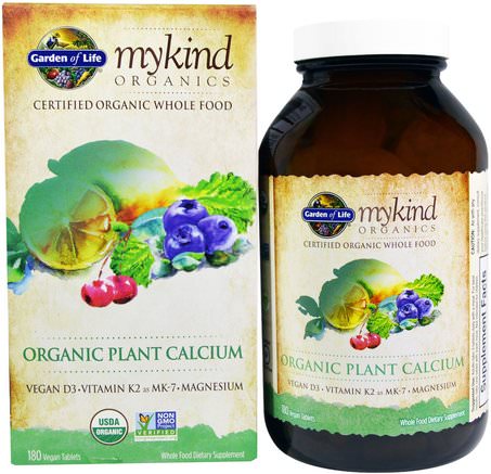 MyKind Organics, Organic Plant Calcium, 180 Vegan Tablets by Garden of Life-Kosttillskott, Mineraler, Kalcium