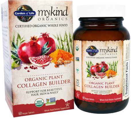MyKind Organics, Organic Plant Collagen Builder, 60 Vegan Tablets by Garden of Life-Hälsa, Ben, Osteoporos, Kollagen, Kvinnor, Hårtillskott, Nageltillskott, Hudtillskott