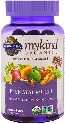 Mykind Organics, Prenatal Multi, Organic Berry, 120 Gummy Drops by Garden of Life-Vitaminer, Prenatala Multivitaminer
