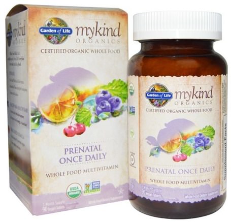 Mykind Organics, Prenatal Once Daily, 90 Vegan Tablets by Garden of Life-Vitaminer, Prenatala Multivitaminer
