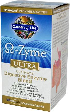 O-Zyme Ultra, Ultimate Digestive Enzyme Blend, 90 UltraZorbe Vegetarian Capsules by Garden of Life-Kosttillskott, Enzymer