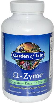 O-Zyme, Digestive Enzyme Blend, 180 Vegetarian Caplets by Garden of Life-Kosttillskott, Enzymer